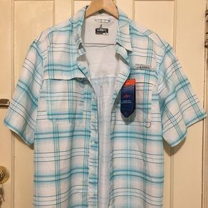 Habit Outdoors Gear Vented Moisture Wicking Men’s Shirt Large, Color Blue, White